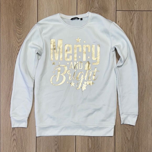 George Sweaters - EUC (like New) - George Festive Sweater in White with Gold Decal